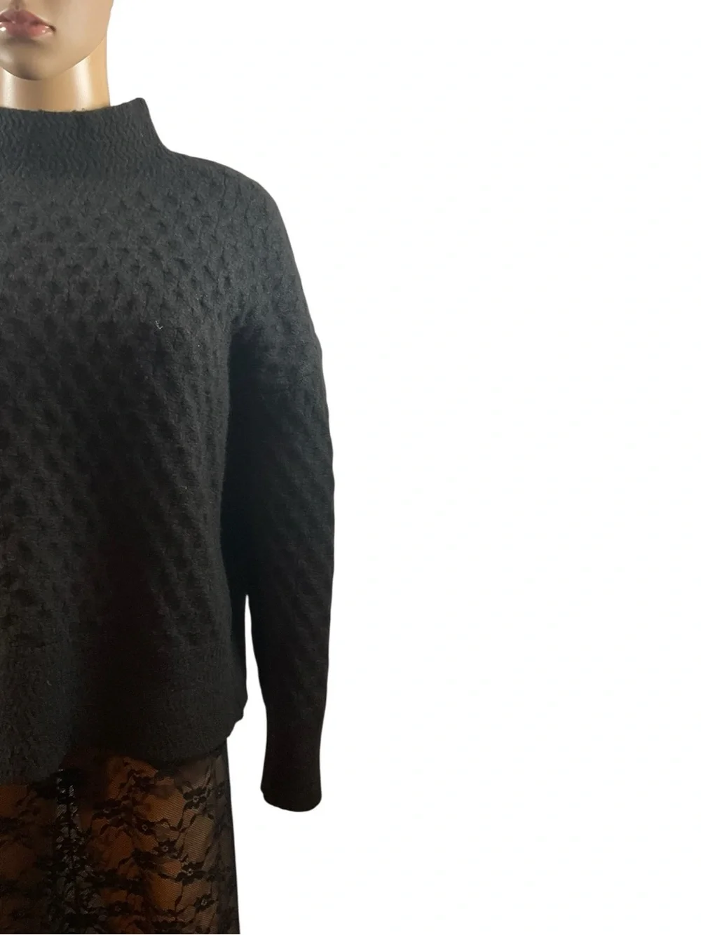 Kut from the Kloth Black Textured Mock Neck Sweater